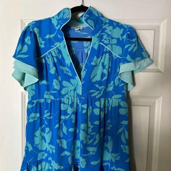 Umgee Two Tone A Lined floral Sundress with Flutter Cap Sleeves Women’s Small - Picture 12 of 14